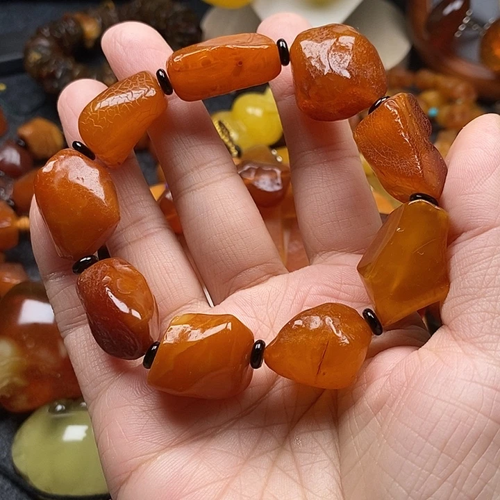 琥珀未镶嵌裸石随行手串