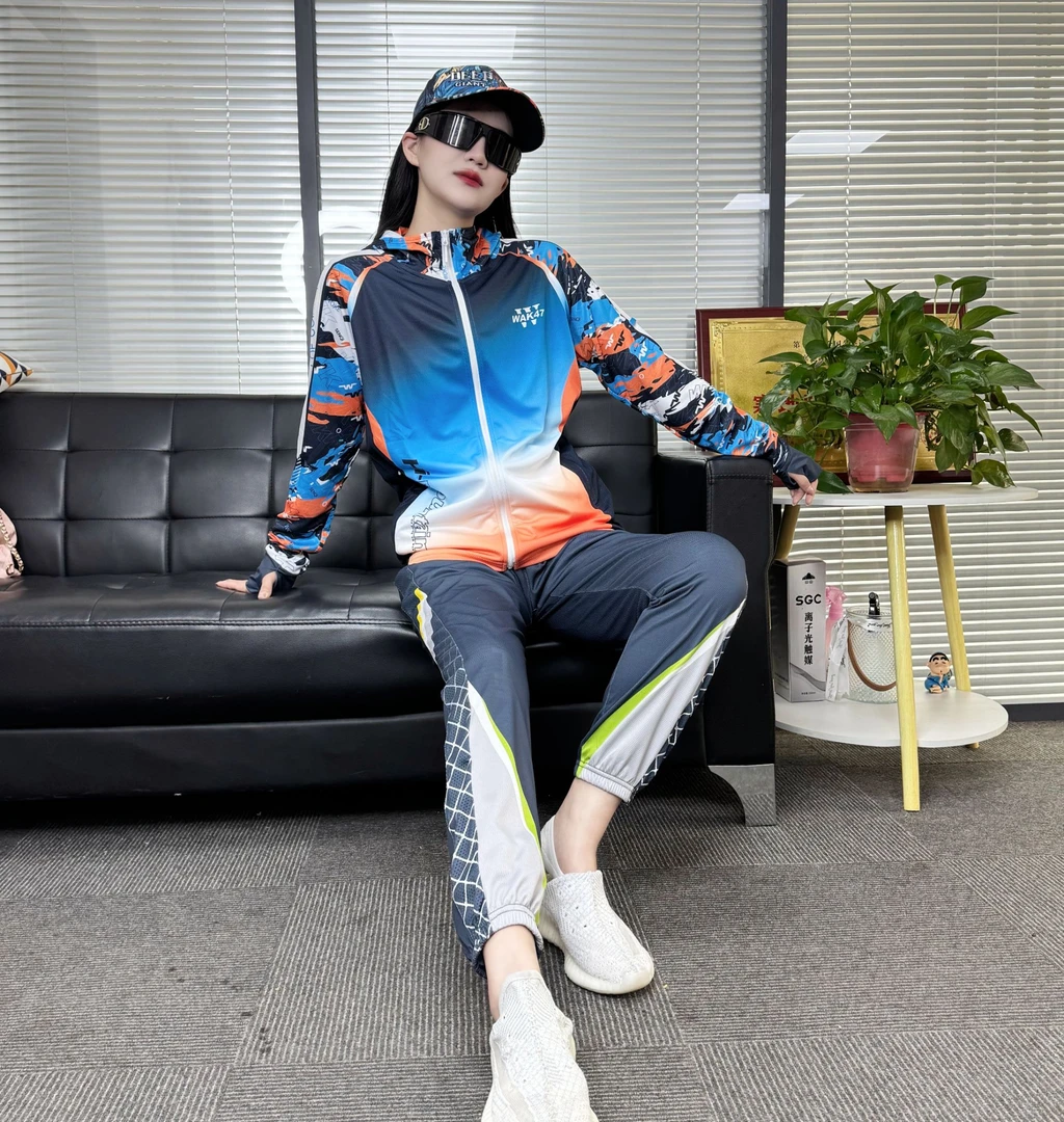 沃克森琦【浮光+金刚】男士夏季钓鱼服户外防晒透气面巾一体连帽款