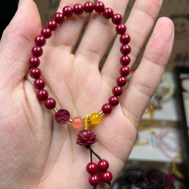 含辰砂工艺品紫金砂朱砂手串6mm手串正品本命年天然男款女款