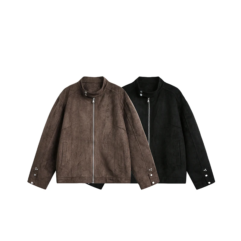 SAF【小个子夹克】秋冬美拉德百搭立领麂皮绒拉链短款夹克 HJ5819