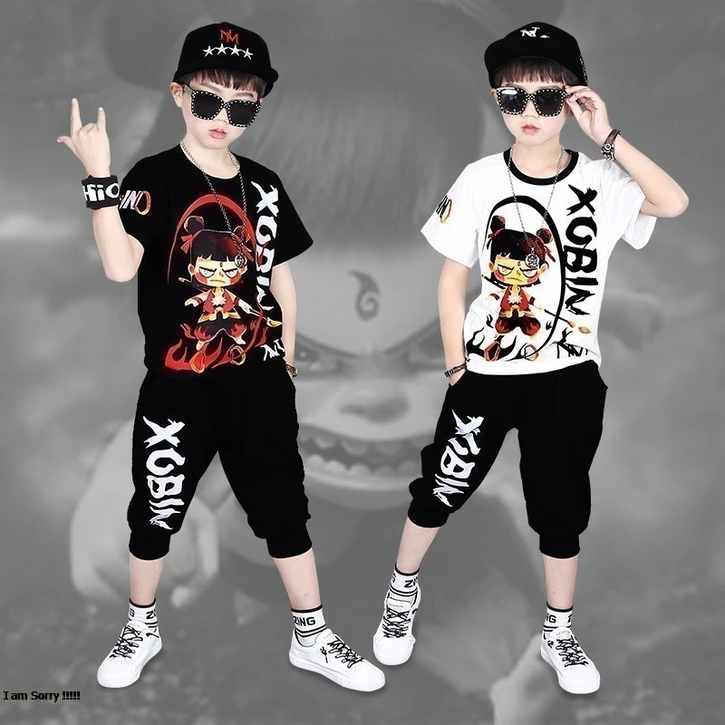 男童夏季套装2025新款中大童男孩帅气短袖国潮薄款儿童装潮童哪吒