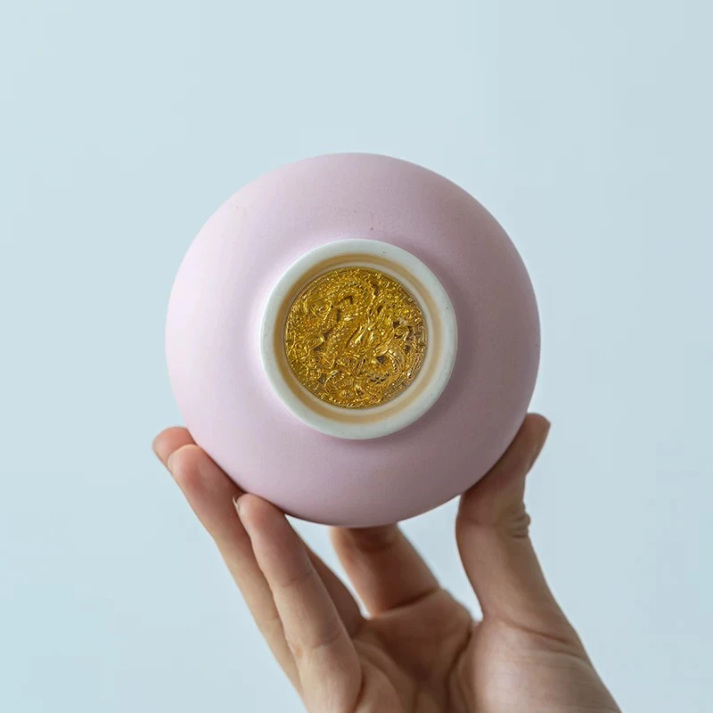 粉色龙底汝窑禅定主人杯@660