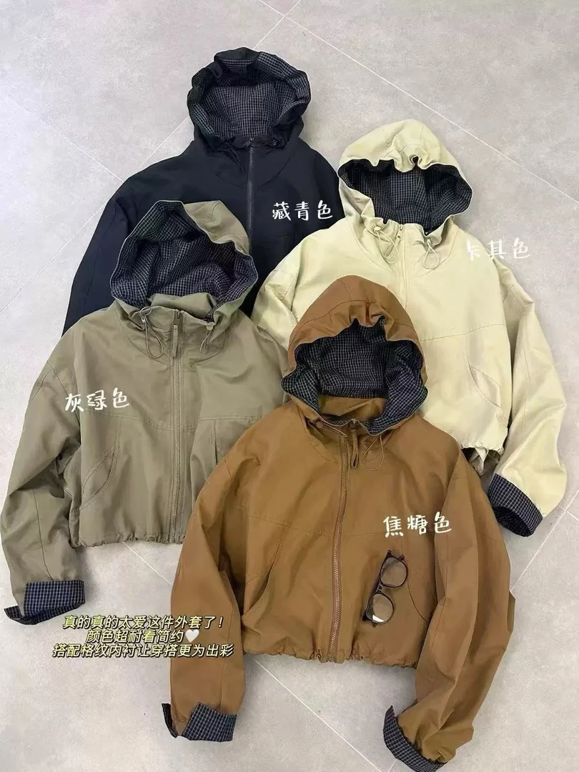韩版连帽冲锋衣外套女2025新款宽松休闲百搭小个子防风夹克上衣秋