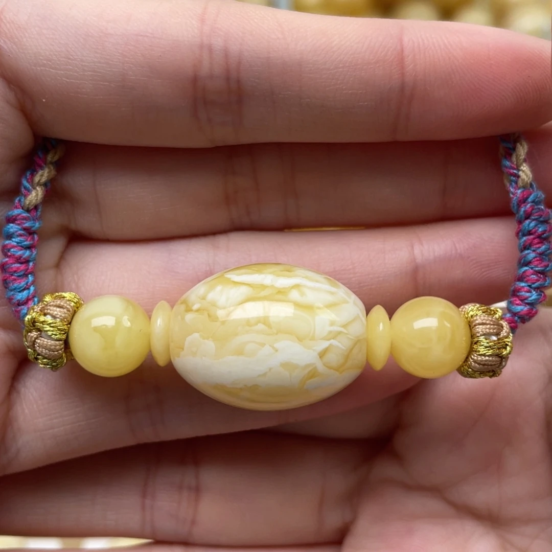 蜜蜡裸石未镶嵌蜜蜡枣珠锁骨链18*22mm