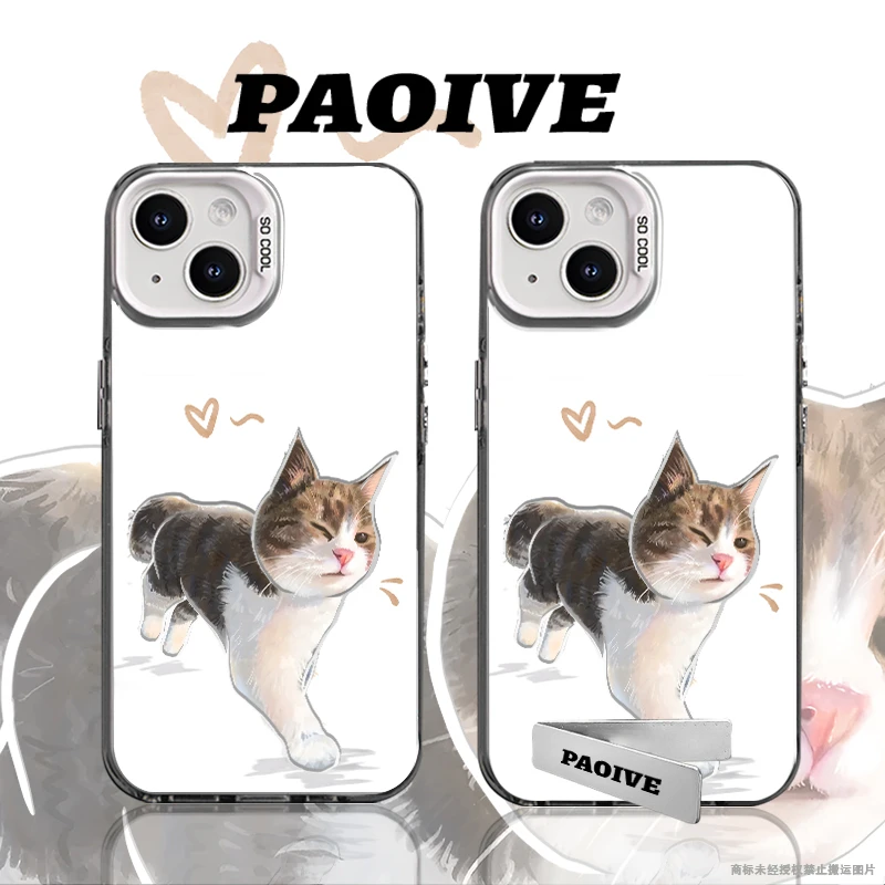 适用苹果华为vivo一加iPhone小米三星悟空猫防摔彩银手机壳