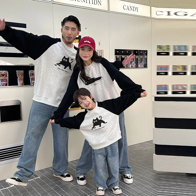 特别的亲子装卫衣2024新款秋季韩版休闲宽松一家三四口母女装潮