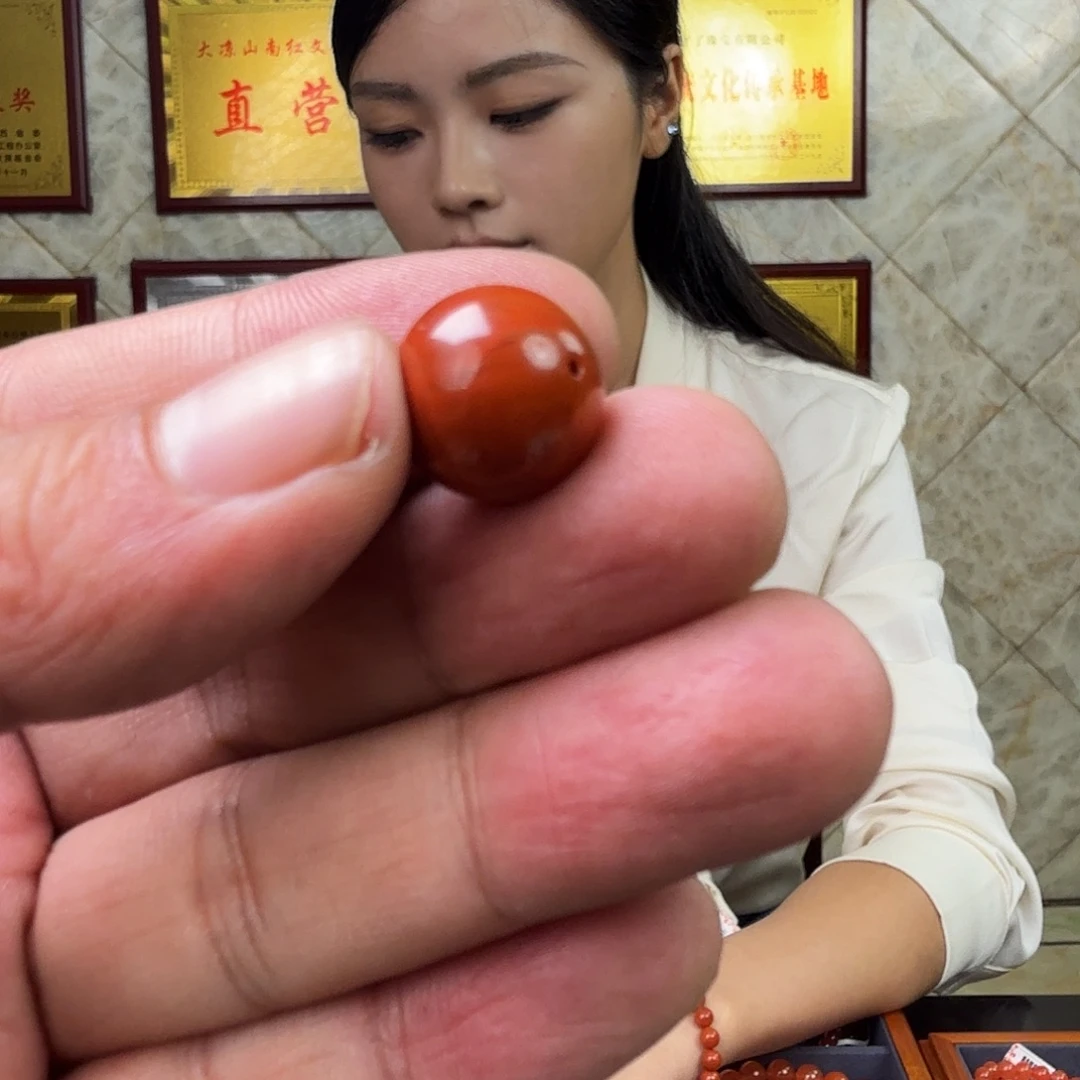 未镶嵌单珠柿子红无胶裂南红玛瑙单珠14