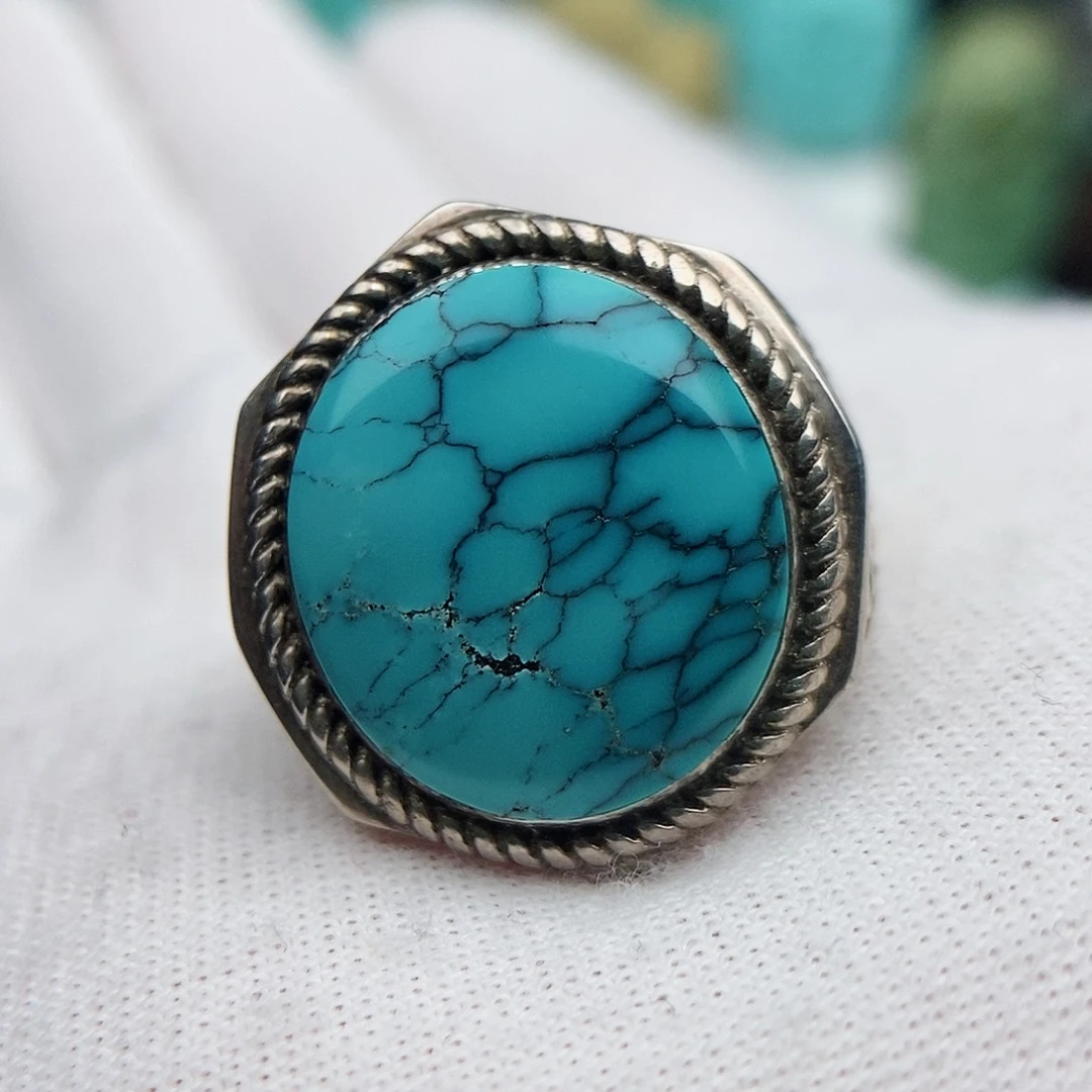 绿松石戒指银S925镶嵌