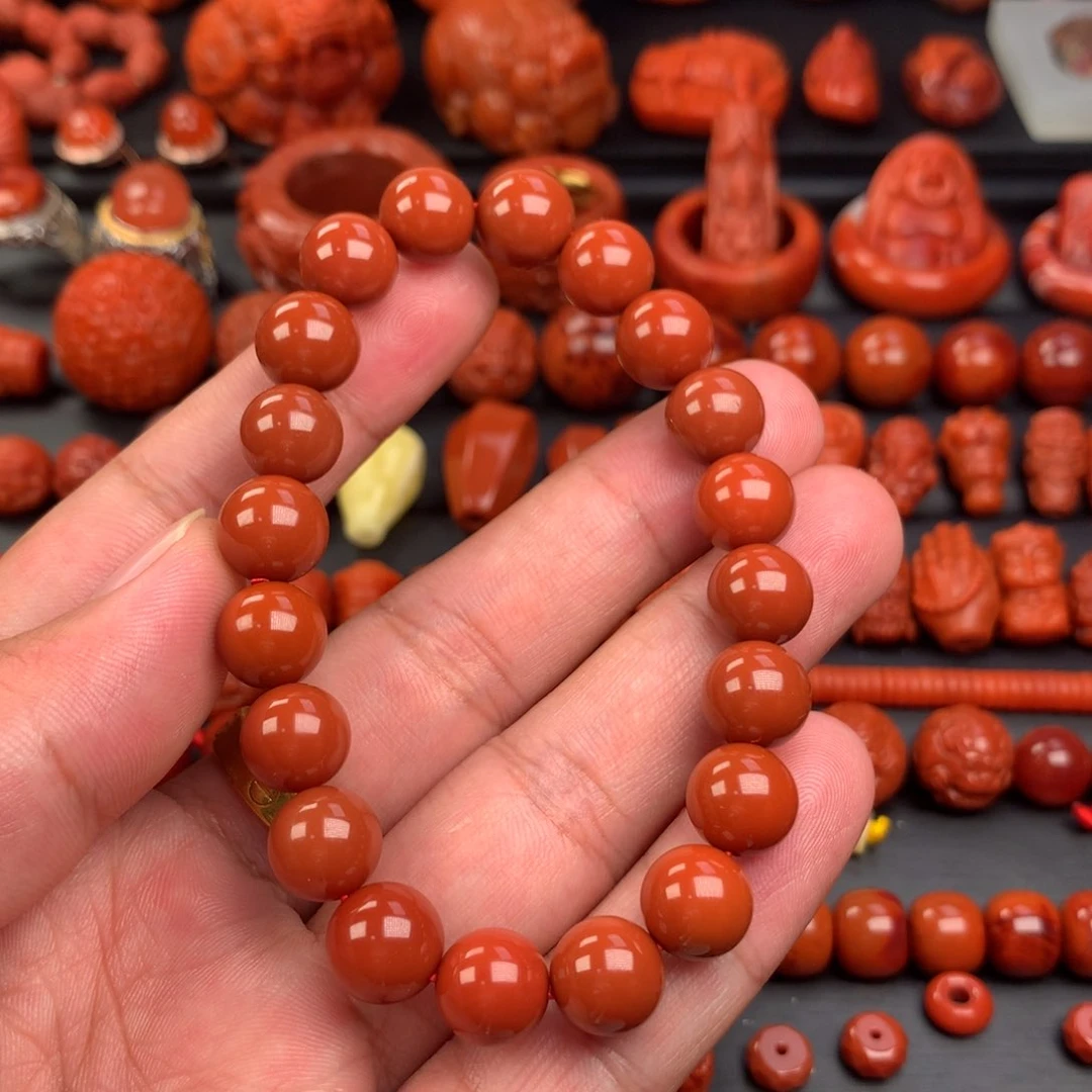 南红玛瑙纯色圆珠手串10未镶嵌