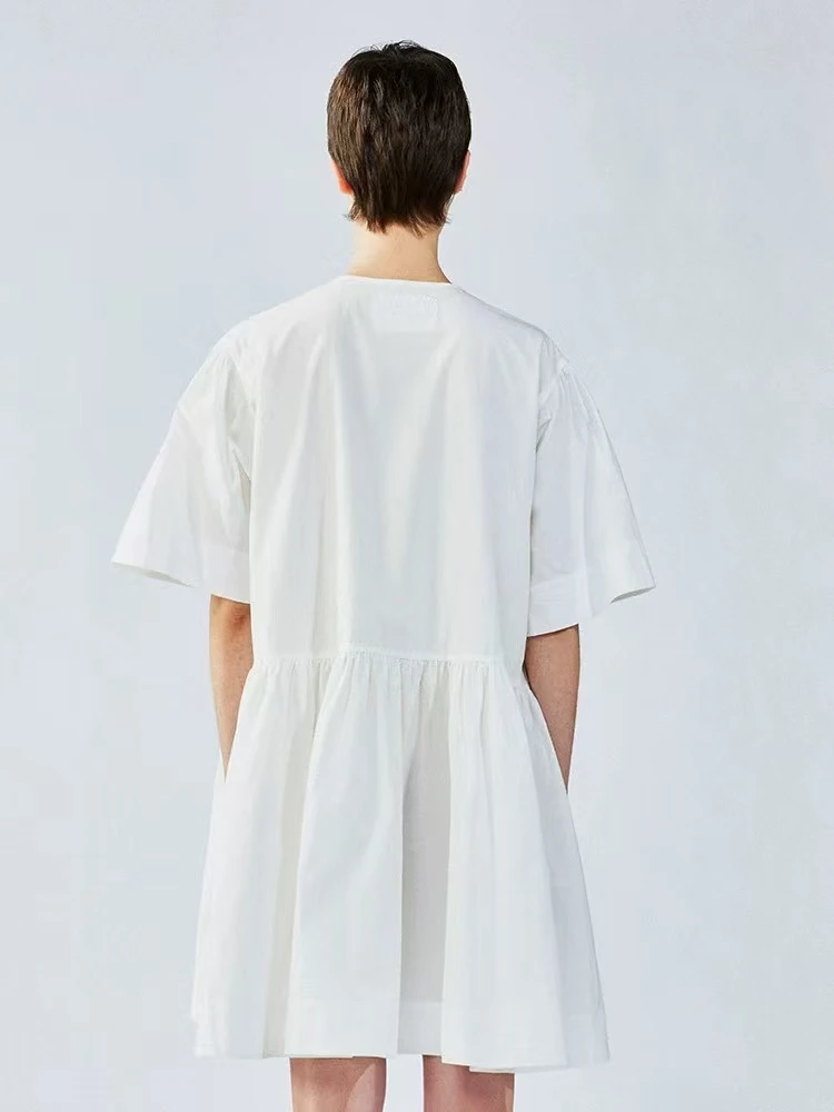 【芊有米】夏季新款全棉细布中长连衣裙