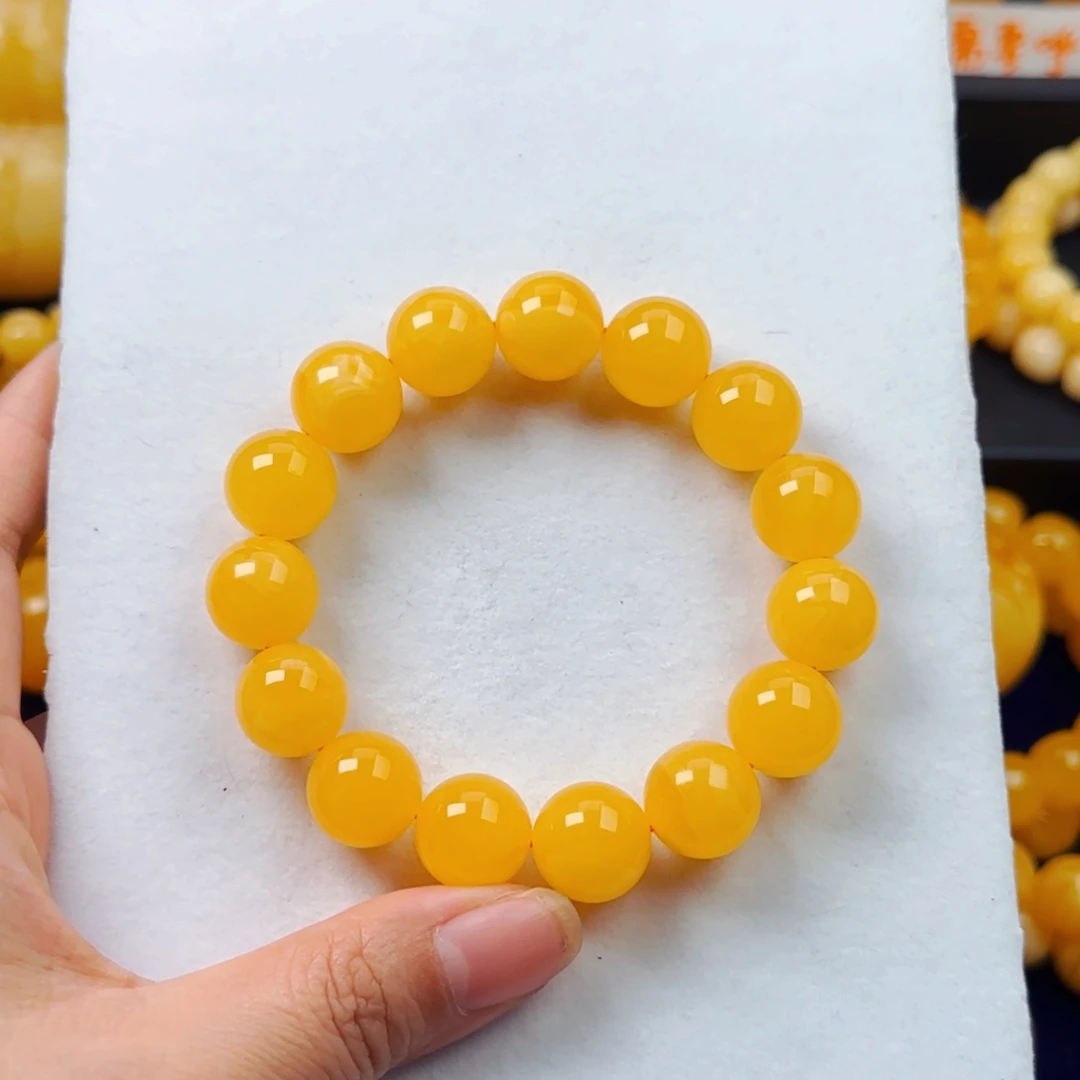 蜜蜡颈饰未镶嵌满蜡橘色14