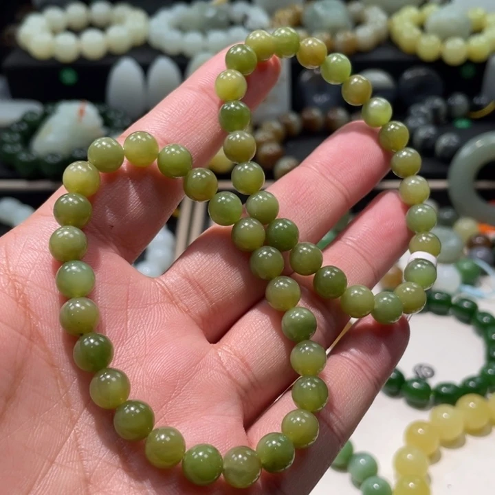 和田玉未镶嵌手串新疆且末黑阳洞碧玉卡8多样性拍一发一