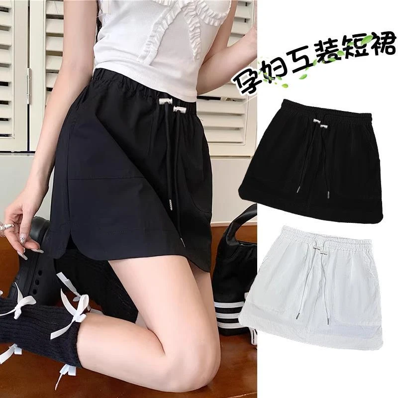 孕妇裤裙夏季休闲工装半身裙2025新款小个子百搭a字孕妇包臀短裙