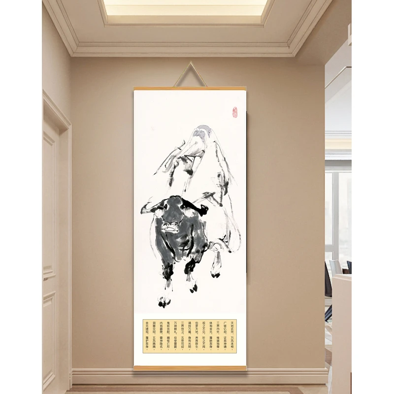 {318老子出关]60x150cm现代简约挂轴装饰画办公室家居装饰画