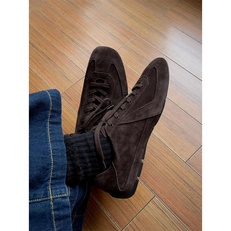 平底休闲轻量德训男女徒步通勤秋冬复古极简干净感痞帅男鞋系带