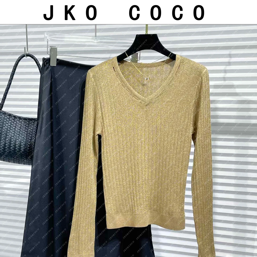 JKO&COCO【光辉岁月】早秋新款进口水晶纱烫钻百搭 针织衫 长袖