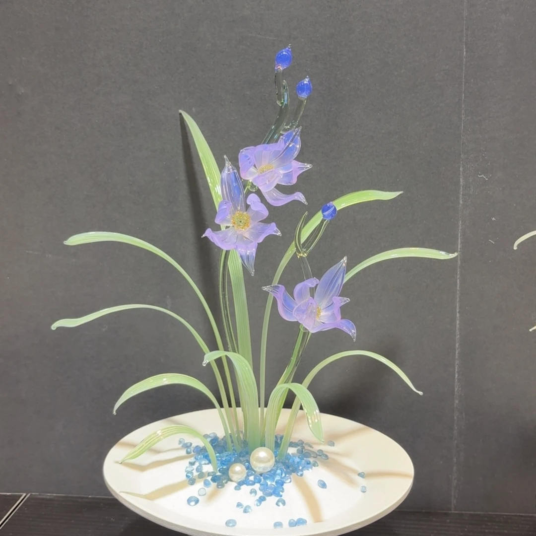 手工艺品琉璃紫气兰花39