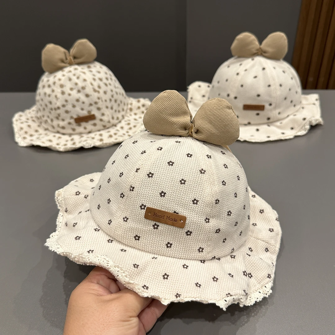 宝宝帽子春秋款渔夫帽韩版洋气蝴蝶结女孩公主盆帽婴幼儿遮阳帽潮