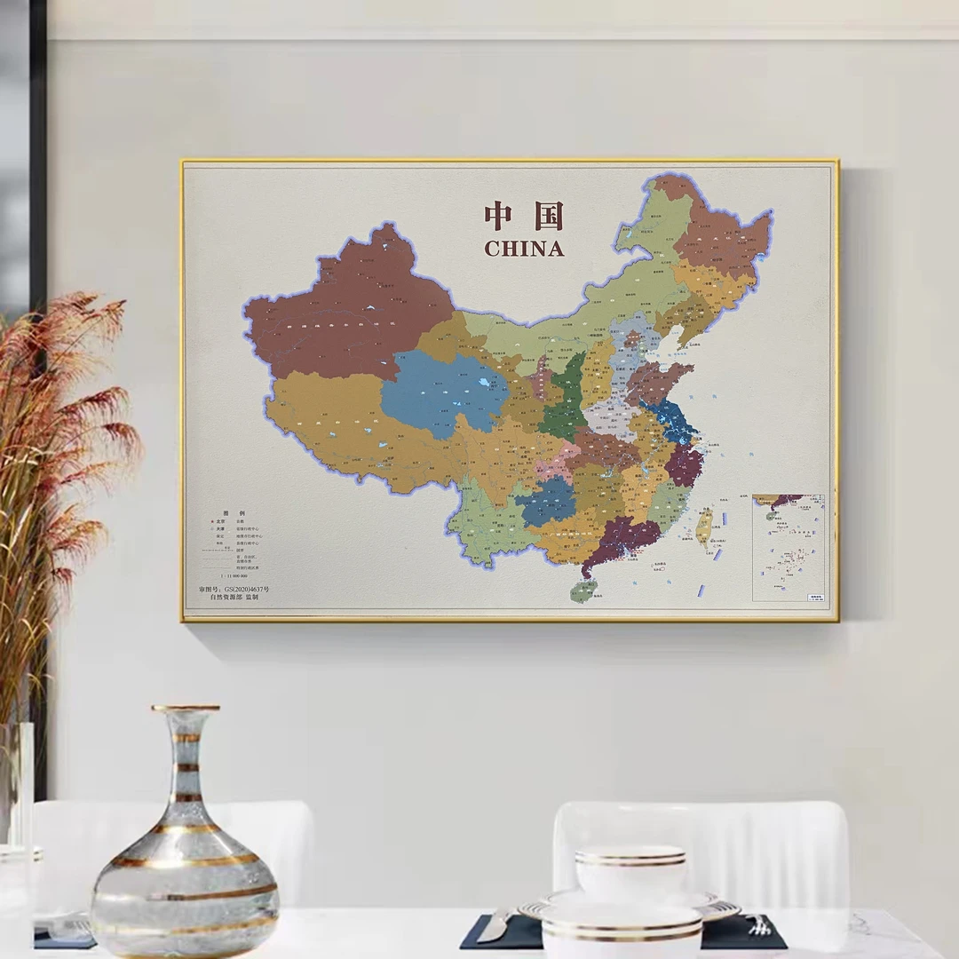 616-1 《地图》餐厅画卧室书房过道手工砂岩画60/80