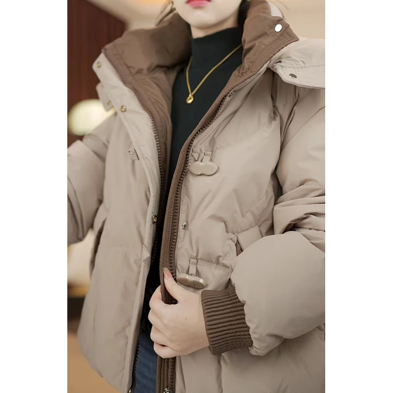 时尚流行高级感连帽羽绒服2025冬季新款宽松休闲保暖上衣