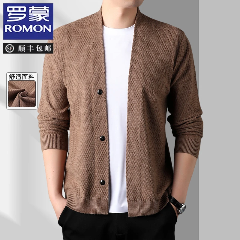 Romon/罗蒙新款上衣春秋季30-40岁男士针织开衫外套名牌高档休闲