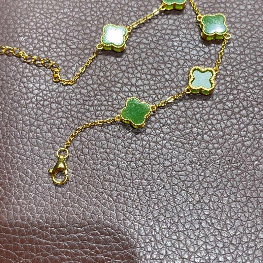 和田玉（碧玉）手链银S925镶嵌小*盖