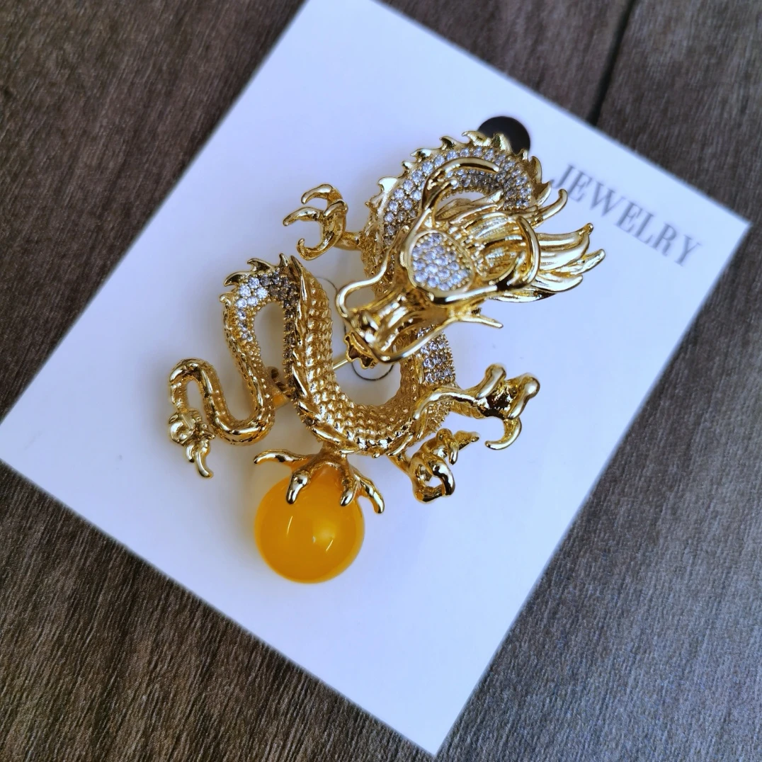 铜胸针 QS 860 龙胸针5.8X3.5厘米