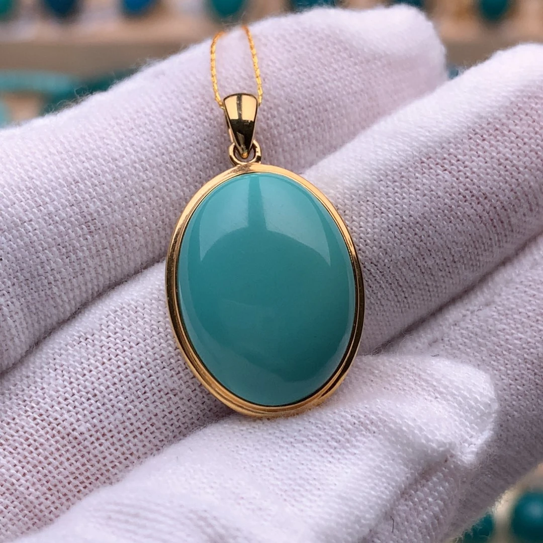 绿松石18K金镶嵌珠宝奇石