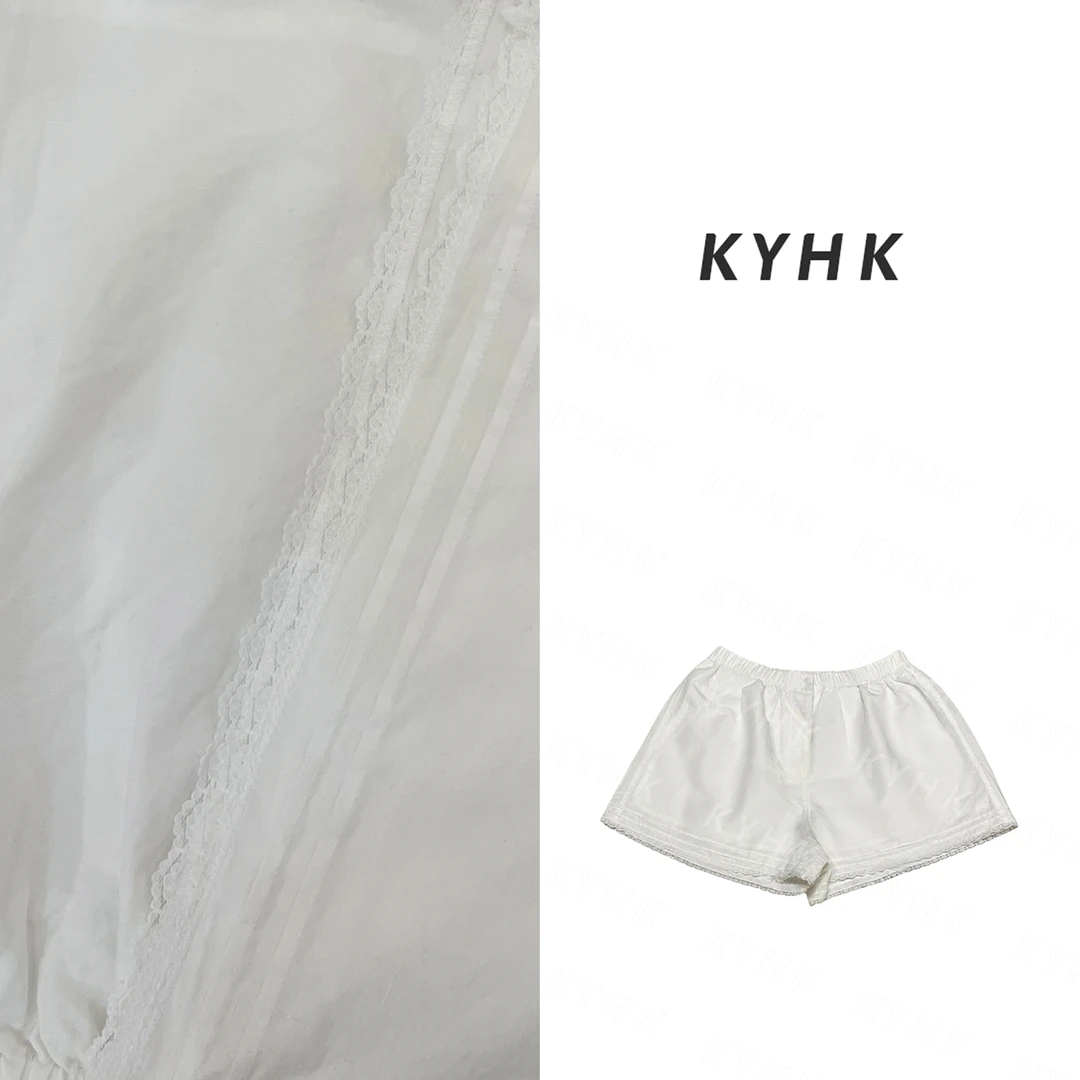 KYHK混纺裙松紧腰花边短裤250615