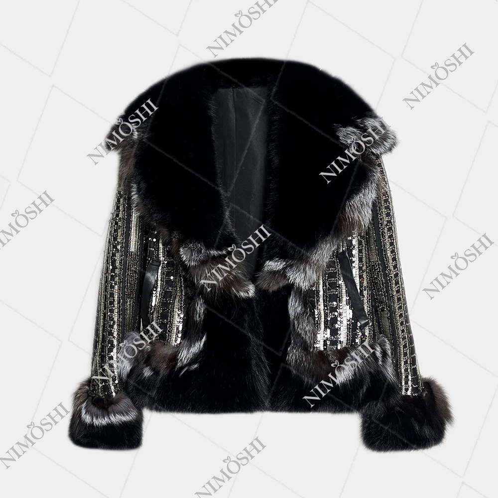 NIMOSHI【倩倩】钉珠星星重工气质宽松毛绒外套冬季L5098