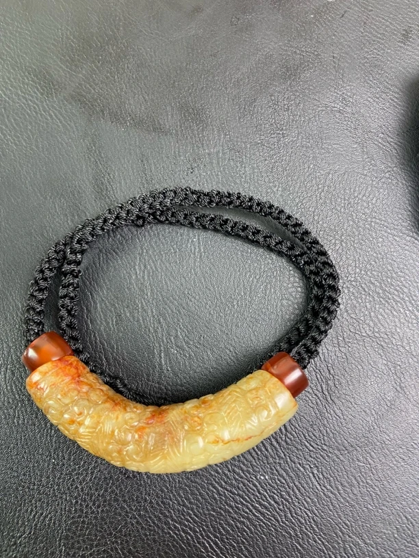 和田玉老玉挂件弯管锁骨挂件吊坠项链