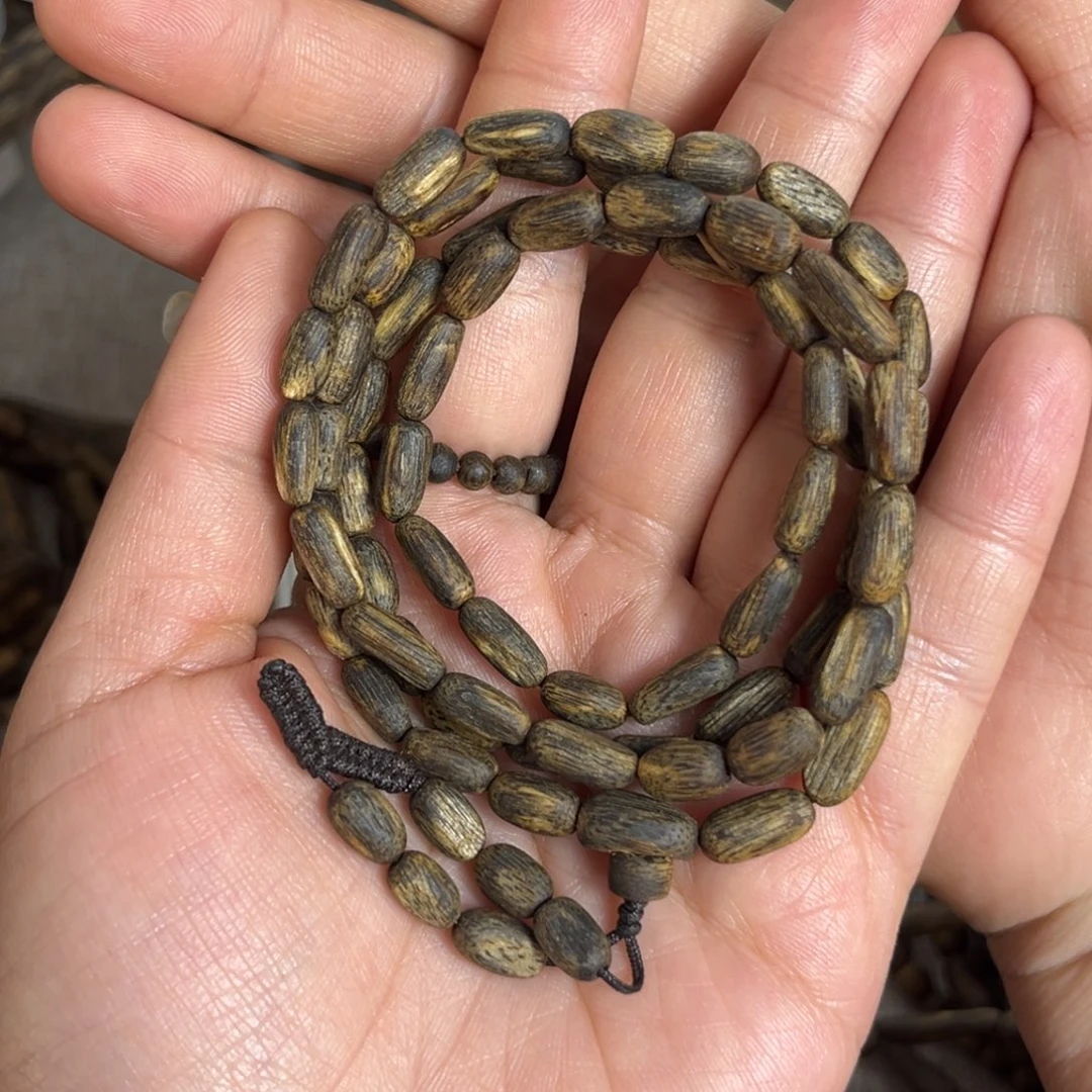 沉香手串林**人乌身沉水树心油小米珠