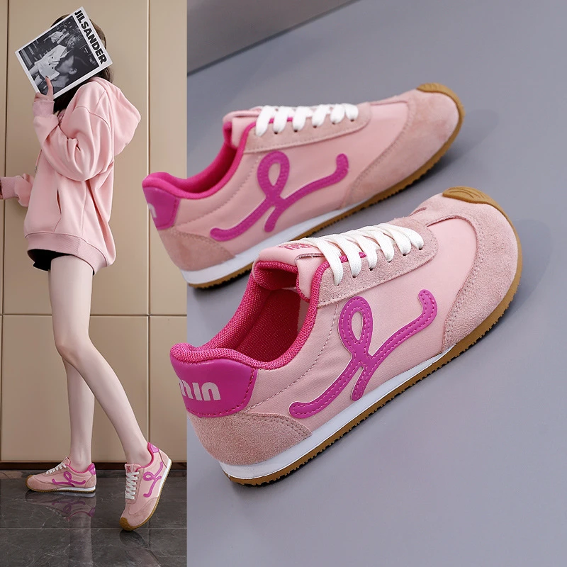 平底德训鞋女2025春季新款韩版系带运动休闲鞋时尚阿甘鞋女YL2001