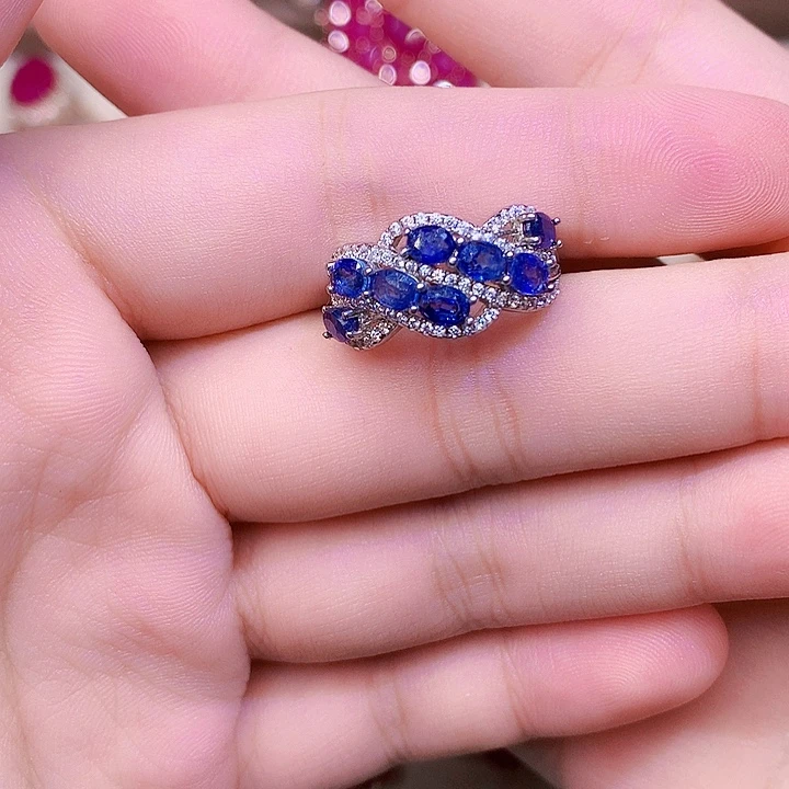 银S925镶嵌戒指蓝宝石