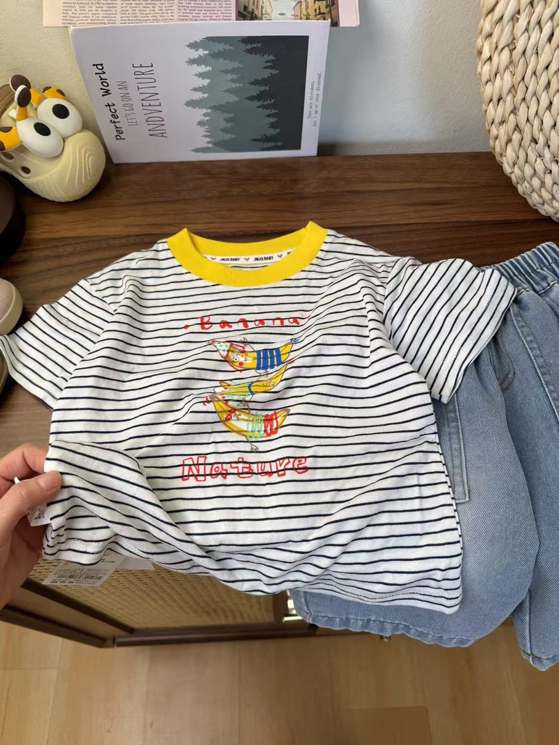 YM【JMJQ 25068】夏季中小童韩版亲肤色香蕉印花短袖