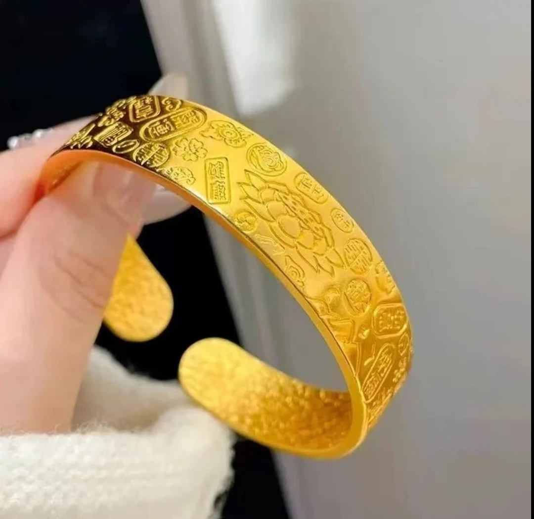铜合金手镯 开口大吉言手镯精工版卡14mm 时尚