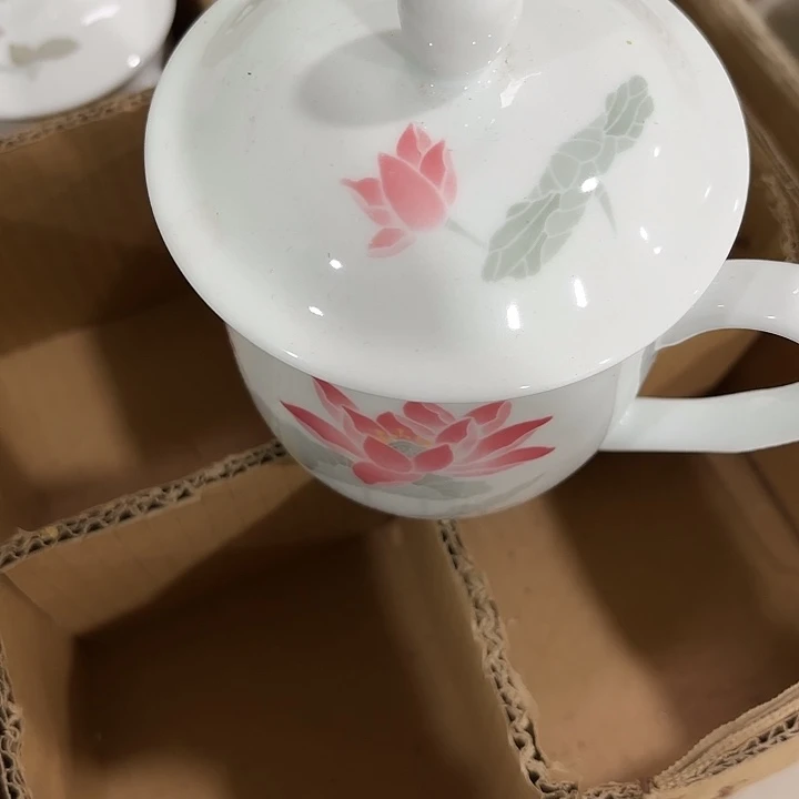 陶荷花杯子杯子550毫升