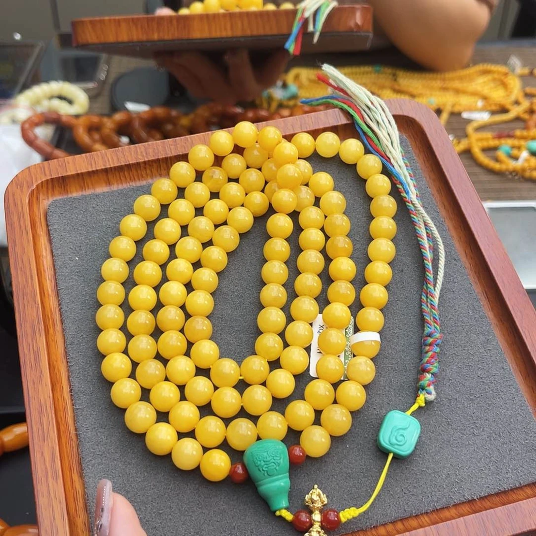 琥珀手链未镶嵌10m108鸡油黄