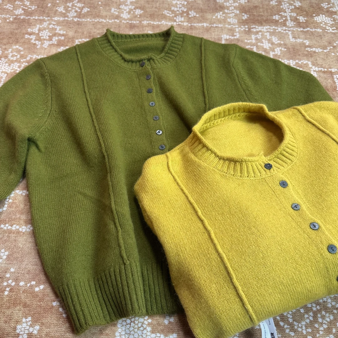 三十梦 ｜浣熊羊毛结｜慵懒风针织开衫毛衣宽松卷边圆领上衣打底衫