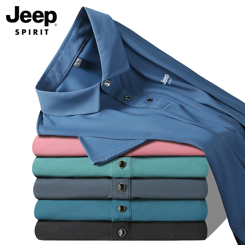 JEEPSPIRIT刺绣POLO衫夏季男士冰丝速干休闲短袖翻领抗皱商务