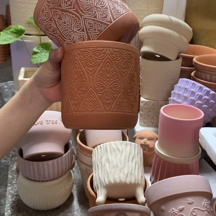 12×12几何直筒复古+红陶2个