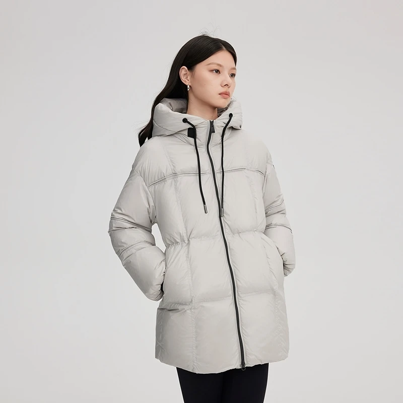 艾莱依官方品牌可脱卸U型枕短款收腰显瘦羽绒服连帽冬季新款鹅绒