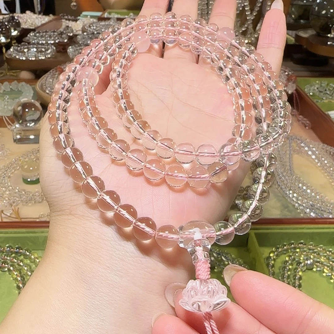 燕***铭未镶嵌手串水晶天然白水晶全净体108颗