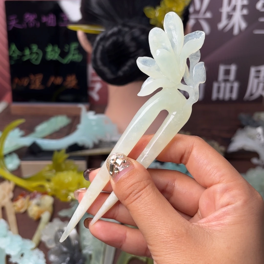 蛇纹石玉未镶嵌发饰