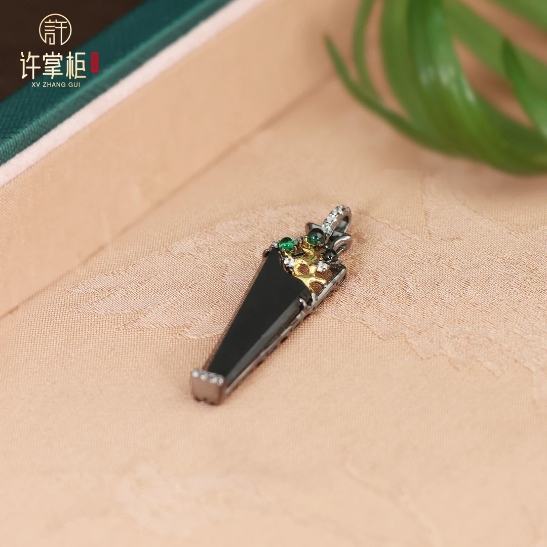 许掌柜｜S925银翡翠吊坠天然缅甸翡翠A货乌鸡花瓶配饰精致优雅百搭