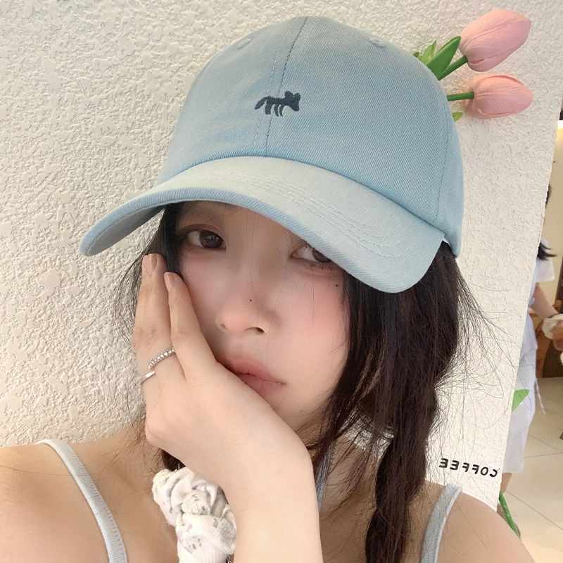 通用可爱小狐狸刺绣棒球帽女夏季2025新款宽檐显脸小防晒遮阳鸭舌