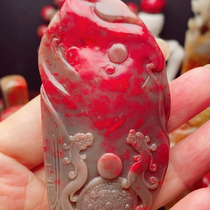 昌化鸡血石鸡血石手把