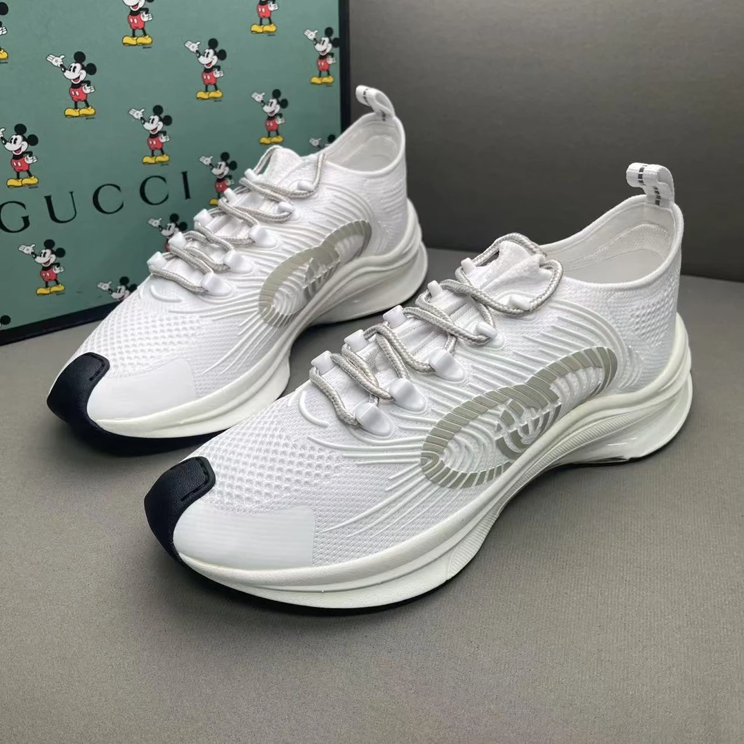 全新未使用 GUCCI/古驰 白色编织网面双G大logo时尚运动鞋 40码