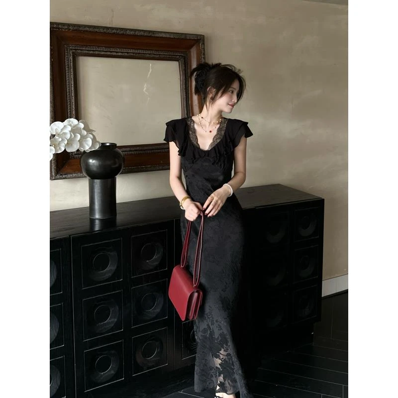 LUOZHIYIN/罗知音D112917M无袖V领连衣裙吊带长裙气质收腰A字裙