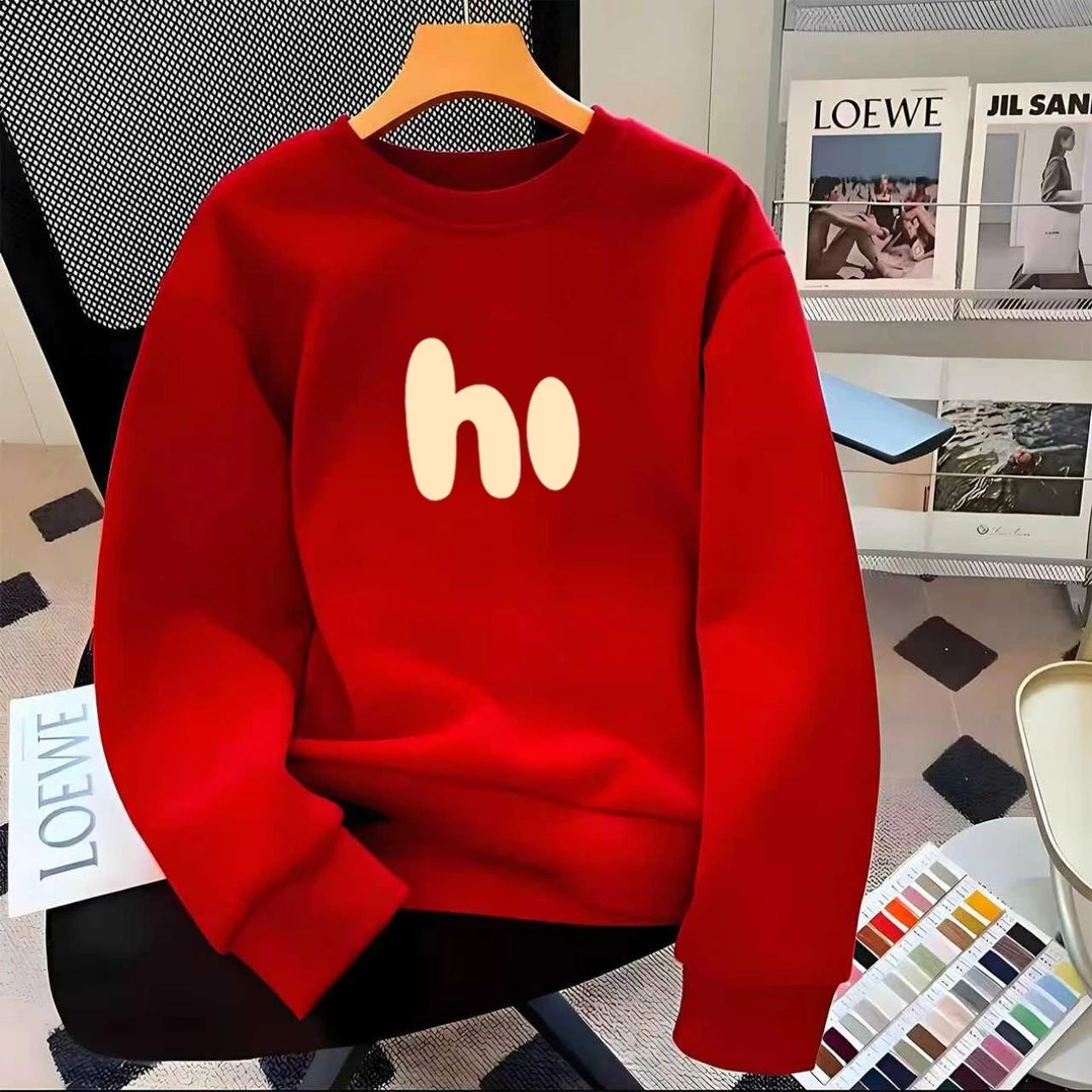 仓石一树潮牌字母印花圆领卫衣男士春秋冬新款宽松加绒情侣装上衣